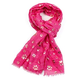 LilyRosa® Paw Print Scarf Rose Gold Foil Ladies Paws Dog Cat Dogs Cats Grey Teal Green Blue Purple (Pink)