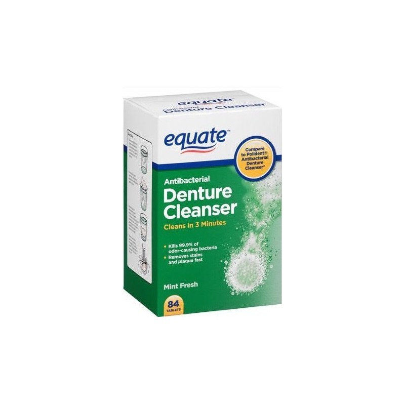 Equate Antibacterial Mint Fresh Denture Cleanser Tablets, 84 count by
