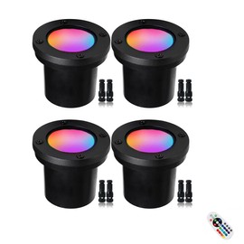 ELEGLO 6W LED Well Light Outdoor,Low Voltage Landscape Lights Anti-Glare, 12-24V AC/DC Shielded In-Ground Lights IP67 Waterproof Paver Uplights with for Pathway,Fence,Tree (RGBW 4Pack)