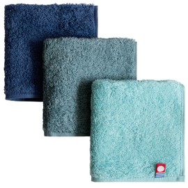 Trampalan Imabari Towel, Handkerchief Towel, Set of 3, Made in Japan, Small, Approx. 7.9 x 7.9 inches (20 x 20 cm), Water Absorbent, 100% Cotton, Sports B Set (Turquoise, Blue Green, Navy)