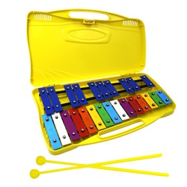 Soulmate Xylophone, 25 Notes Glockenspiel Xylophone Instrument for kids, Musical Toy Metal Keys,Professional Percussion Instrument for Beginners, Music Teaching, Gifts (Yellow)