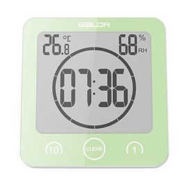 BALDR Bathroom LCD Waterproof Shower Clock, Green