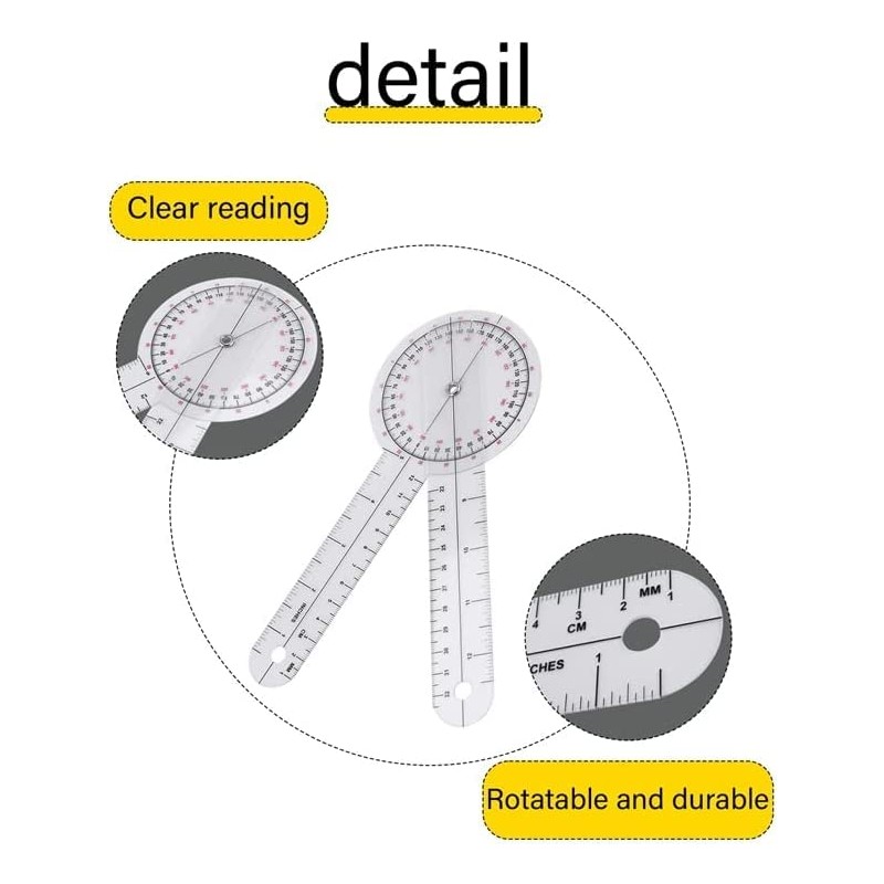Spinals Goniometer Protractors, 3Pcs 6/8/12 Inch Therapy Protractor Measuring Angle