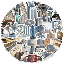 Landmark Building Stickers for Teens 65 Pcs Travel Around The World Water Bottles Stickers,Laptop,Skateboard Cup,Bikes Scrapbook, Adults Girls and Boys Kids Stickers Pack