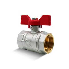 DOJA Barcelona Ball Valve, 2 Shut-off Valves, 3/4 Inch, Blue & Red, PN-25 Female Thread, in Brass, Ball Valve with Wing Handle for Toilet, Water with Gas, Sanitary Hoses
