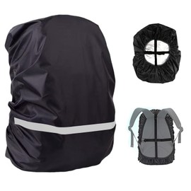 JITIFAZH Backpack Waterproof Cover with Reflective Strap (8-70L), 2 Adjustable Anti Slip Cross Buckle Strap for Outdoor, Hiking, Camping, Traveling, Cycling(Black, M for 26-40L backpack)