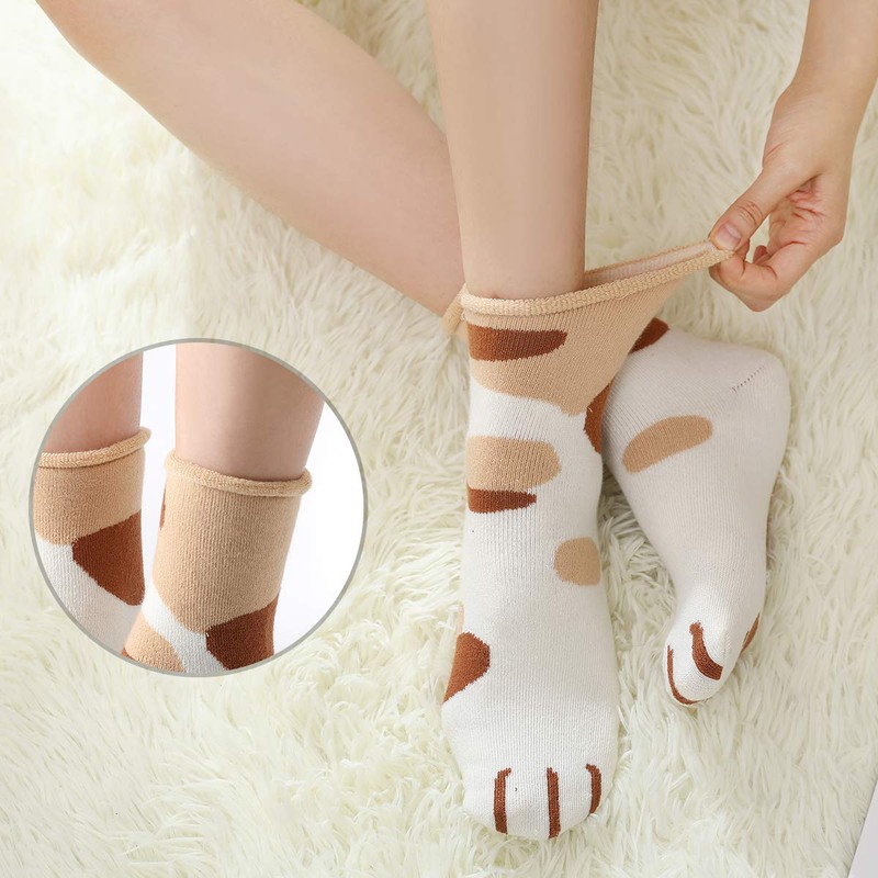 MOCOCITO 6 pairs of women's cat socks, paw socks, cuddly