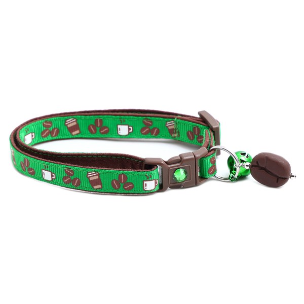 Coffee Cat Collar with Bell | Safety Breakaway Collar |