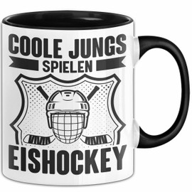 Ice Hockey Player Gift Cup Vintage Ice Hockey Retro Hockey Cool Boys Play Ice Hockey (Black)