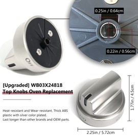 Upgraded Wb03x24818 Stove Knob Gas Oven Range Control Knob Assembly Compatible with GE Burner Accessories Replacements Part PS11729081 AP5989029（5PCS Silver
