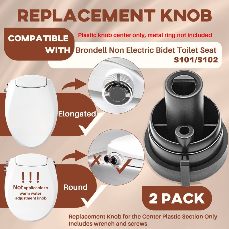 Terixe 2 Pack Replacement Knob for Brondell Bidet Toilet Seat,