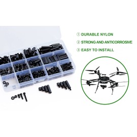 Litorange 320PCS M2 Male Female Nylon Hex Spacer Standoff Screw Nut Assorted Assortment Kit (Black)