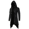 Runcati Mens Long Hooded Cardigan Ruffle Shawl Collar Open Front