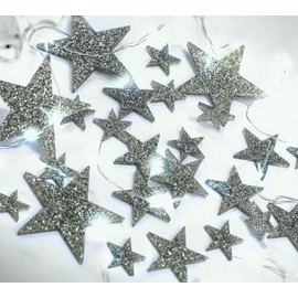 50 Floating Stars Glitter Silver-Fills 1 Gallon for Your Vases-Including Transparent Water Gels Kits for Floating Look-with 3 Warm White Submersible Fairy Lights-Stunning Vase Decorations