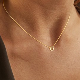 Picuzzy Gold Initial Necklaces for Women, Dainty 14k Gold Plated Letter Choker Necklace Cute Monogram O Necklace for Women Tiny Pendant Necklace Simple Gold Jewelry Gifts