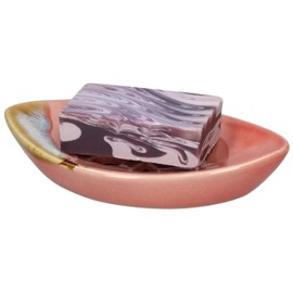 LungMongKol Shop Ceramic Soap Dish with Self Draining Tray for Bar Soap, Bathroom, Kitchen (Pastel Pink)