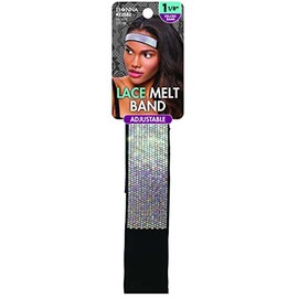 DONNA Adjustable Lace Melt Band with Stone 1.125", Comfortable Non Slip, Laying Edges, Suitable for All Hair Types Soft and Stretch, 1pc Silver Color