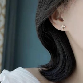 Aneneiceera Vintage Tiny Tree of Life Earrings Gold Crystal Tree Stud Earrings Small Post Earrings Little Cz Tree Earrings Jewelry for Women and Girls (Gold)