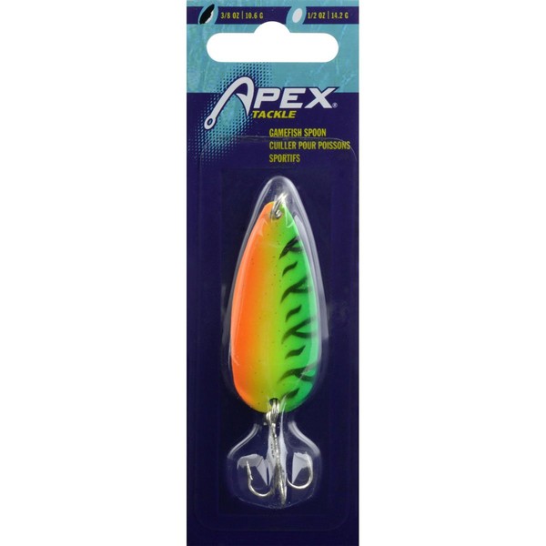Apex Tackle SP38-3 Game Fish Spoon 3/8Oz Fire Tgr