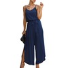 ECOWISH Women Long Pants Jumpsuit: Spaghetti Strap Casual Wide Leg
