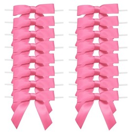 LEEQE 30 PCS 3" Hot Pink Satin Ribbon Bow Pre-Tied Twist Bows Ribbon for DIY Crafts Bakery Candy Bags Gift Wrapping and More
