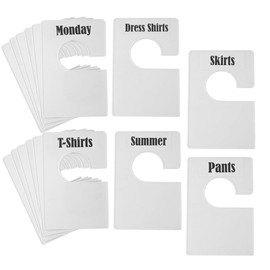Tragoods TraGoods 32 Pack White Clothing Rack Size Dividers Plus 150 Labels (1 Inch) and 40 Large Blank Labels, Large Rectangular Clothing Closet Dividers (Pearl White)