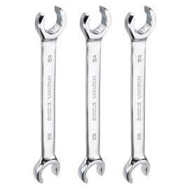 HARFINGTON 3pcs Flare Nut Metric Wrench 22mm x 24mm High Carbon Steel Mirror Polished Chrome Plating Metric Wrench for DIY Hand-making Automotive Repairs and Household Maintenance