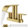 FORIOUS Brushed Gold Bathroom Sink Faucet, Waterfall 4 Inch Centerset