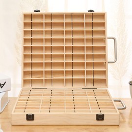 VolksRose Essential Oil Storage Wooden Box, 72 Slots for 5-15ml Essential Oil Roller Bottles, Carrying Case Display Large Organizer Gift Box Container for Travel, Presentation, Nail Polish, Makeup