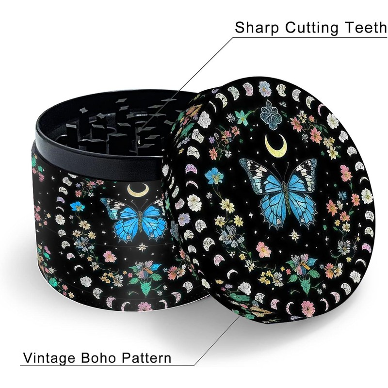 2.5 Inch Grinder, Boho Spice Kitchen Grinder - Black Butterfly
