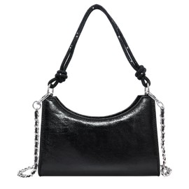 Milisente Women's Clutch Elegant Shoulder Bag Handbag Hobo Evening Bag Crossbody Clutch with Glitter Carry Strap, Black PU