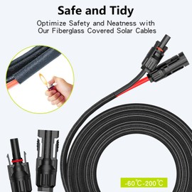 20Ft 10AWG Solar Cable Extension with Protection Cover, Solar Wire with Tool-Free Solar Connectors, IP68 Waterproof PV Cable, Solar Panel Extension Cable 10Gauge for Home Boat RV Solar Panels(20ft)