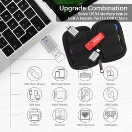 WesData 5 Pack 16GB USB Flash Drive and 2 Pack USB C Adapters in a Case, Thumb Drives Memory Stick Storage and Backup for Smart Phones with Type C Port, Laptops, PC(5 Colors)