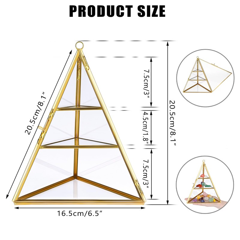 ELLDOO 3 Tier Glass Display Case for Collectibles, Triangular Crystal