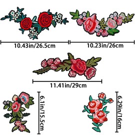 AddLotLot 10 PCS Rose Embroidered Patches Flower Iron on Patch Cute Flower Patches Decorative Embroidered Patch Floral Applique Sewing Art Crafts for Dress Bag Pant Jacket Jean Hat Shirt