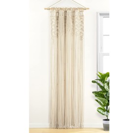 Lush Decor Boho Macrame Leaf Cotton Window Curtain/Room Divider/Wedding Backdrop/Wall Decor, 84" L x 50" W, Neutral