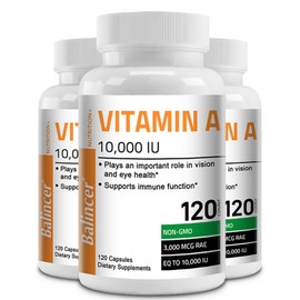 Vitamin A 10 000 IU premium non-GMO formula supports healthy vision, immune system, growth, development and reproductive function, 2 units, 60 servings / 비타민 A 10 000 IU 프리미엄 non-GMO 포뮬러로 건강한 시력 면역체계 성장발달 생식기능 지원, 2개, 60회분