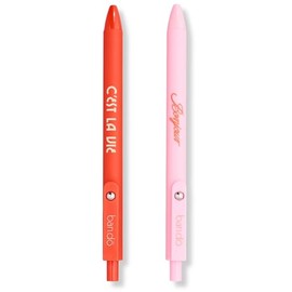 ban.do Fidget Pen Set of 2, Cute Red and Pink Pens with Spinning Metal Ball Clip, Fun Office Supplies for Adults (Bonjour/C'est La Vie)