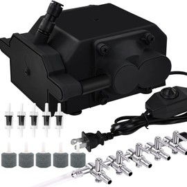 Yekavo Aquarium Air Pump,Large Hydroponic Air Pump with 5 Check-Value and Air Stone, Aquarium Bubbler Air Pump for Fish Tank Aquariums Hydroponic Systems Pond Aeration 30L/min（475 GPH）