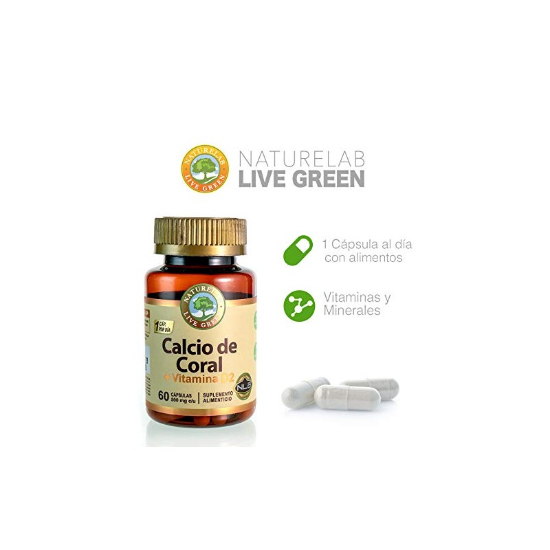 CALCIO DE CORAL CON VITAMINA D2 60 CAPSULAS SUPLEMENTO NATURELAB