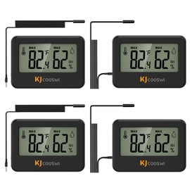 4PCS Mini Digital Hygrometer and Thermometer Reptile Thermometer with Extend Probe Indoor Temperature and Humidity Meter Gauge with Magnet