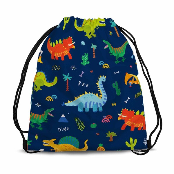 Sotunad Cartoon Pattern Drawstring Backpack Collection of Cute Dinosaurs Tree