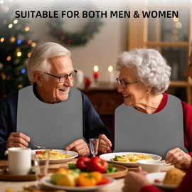 varlldibao Adult Bibs for Women/Men,Adult Silicone Bib for Eating with Crumb Catcher,Washable bib for adults for eating,Waterproof Bibs for Seniors,Gift for Mom/Dad