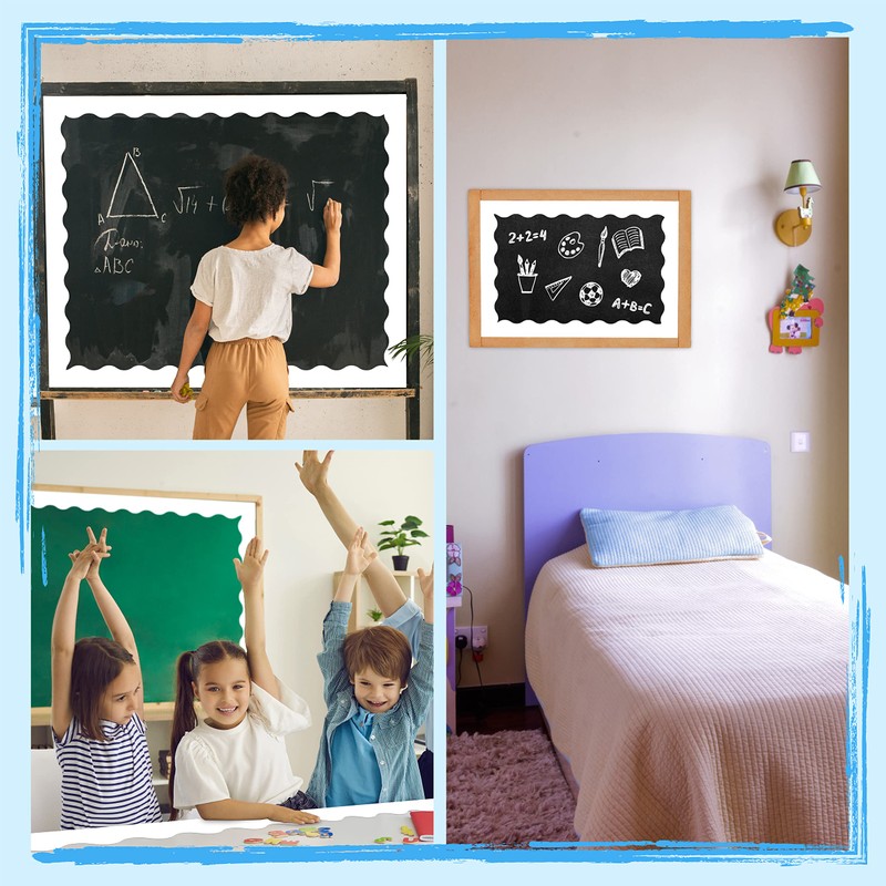 60 Feet Bulletin Board Borders, Pure White Scalloped Rolled Border
