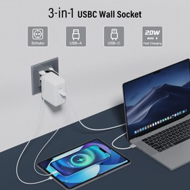 BSEED Glass Socket with 20 W USB C, Quick Charger Wall Socket, 3-in-1 Flush-Mounted Sockets, Easy Installation, 240 V 16 A, 86 mm 1 Compartment Grey, Pack of 2