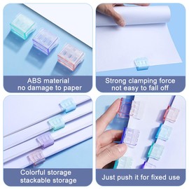 Pack of 90 Clam Clip Stapler Clip Reusable Creative Stapler Documents Book Corner Clips Transparent Binder Clips Colourful Plastic Paper Push Clip Binding Clip Small Retaining Clip 6 Colours