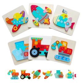 Toddler Puzzles, Set of 6, Wooden Jigsaw Puzzles for 1 2 3 Year Old Baby Boys or Girls,Toddlers Gifts, Preschool Learning Educational Toys [ Colors & Shapes Cognitive Skill ]