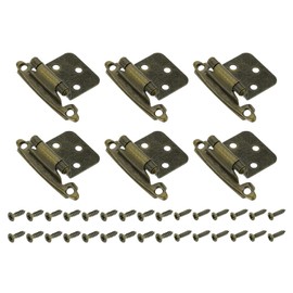 sourcing map Cabinet Kitchen Inset Hinges, 6Pcs 1/2" Overlay Semi-Concealed Hinges Face Mount Cabinet Hardware Self-Closing Cabinet Hinges with Screws, Bronze