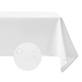 Comfonew 1 Pack White Rectangle Tablecloth - 60 x 102 Inch Fabric Table Cloth, Waterproof and Wrinkle Resistant Washable Polyester Table Cover for Dining Table, Buffet Parties, 60" W x 102" L