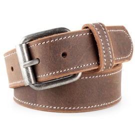 Men's Casual Full Grain Classic Leather Dress Belt For Jeans,1.5" Wide, USA,vintage brown with Contrast stitching,size 28, 998-01